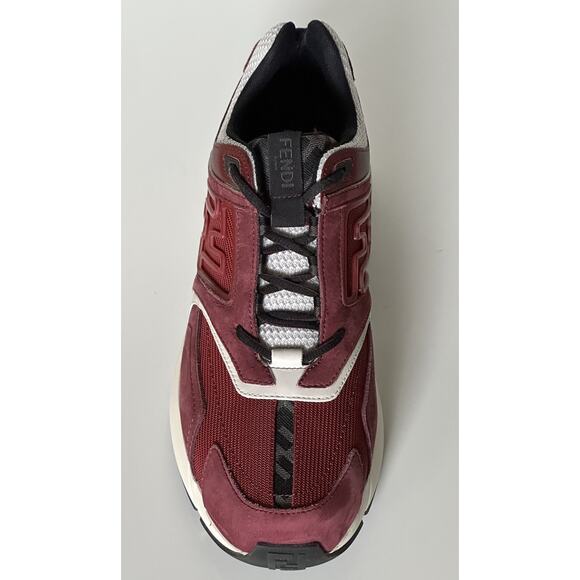 NIB $1100 Fendi FF Logo Fabric/Leather Burgundy Sneakers 12 US (45 Eu) 7E1555 main image 12